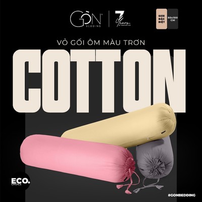 [Nhiều màu] Vỏ Gối Ôm Gòn Bedding Cotton 100% Hàn Quốc Màu Trơn Kích thước 80x100cm