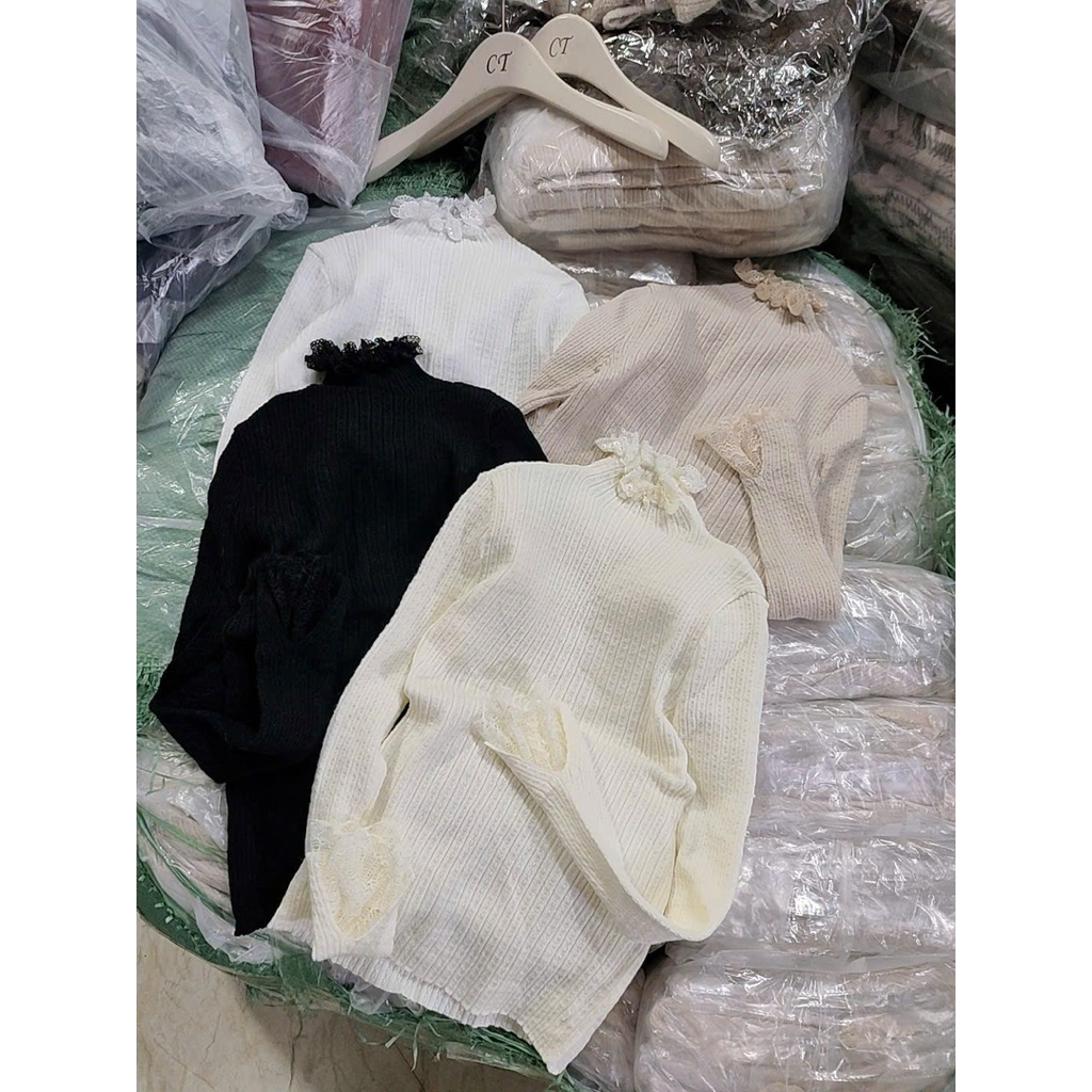 Áo Len Mỏng Giữ Nhiệt Phối Cổ Tay Ren Tiểu Thư siêu xinh style Ulzzang-Dành Cho Nữ | BigBuy360 - bigbuy360.vn