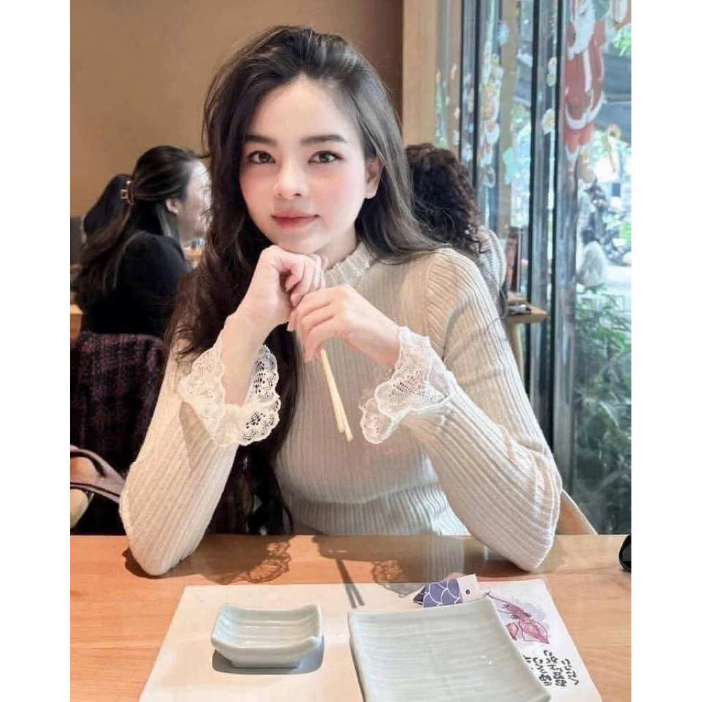 Áo Len Mỏng Giữ Nhiệt Phối Cổ Tay Ren Tiểu Thư siêu xinh style Ulzzang-Dành Cho Nữ | BigBuy360 - bigbuy360.vn
