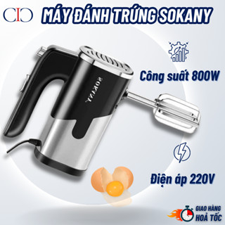 Máy Đánh Trứng Công Suất 800W, 5 Cấp Độ - Tặng 4 Que Đánh Trứng, Máy Làm Bánh, Đánh Kem Inox 304 Tiện Dụng