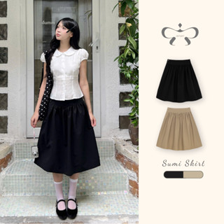  AREUM Chân váy lửng SUMI Skirt kaki đen đơn giản kiểu Nhật 