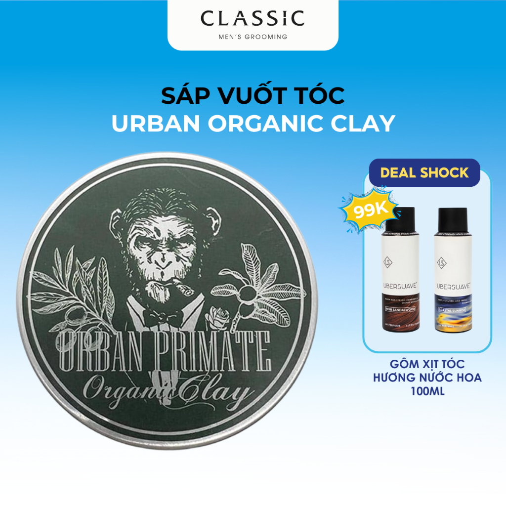 Sáp vuốt tóc Urban Primate Organic Clay 90g