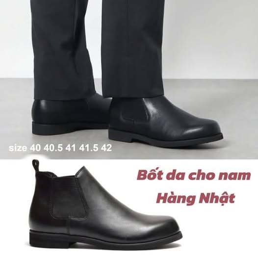 bốt nam cổ thấp da thật chống thấm của Nhật VNXK, chelsea boots nam