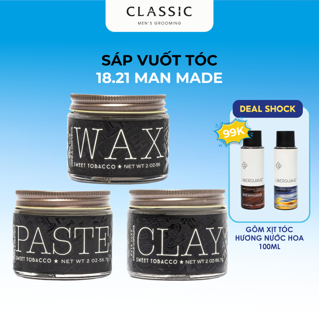 Tổng Hợp Sáp Vuốt Tóc 18.21 Man Made