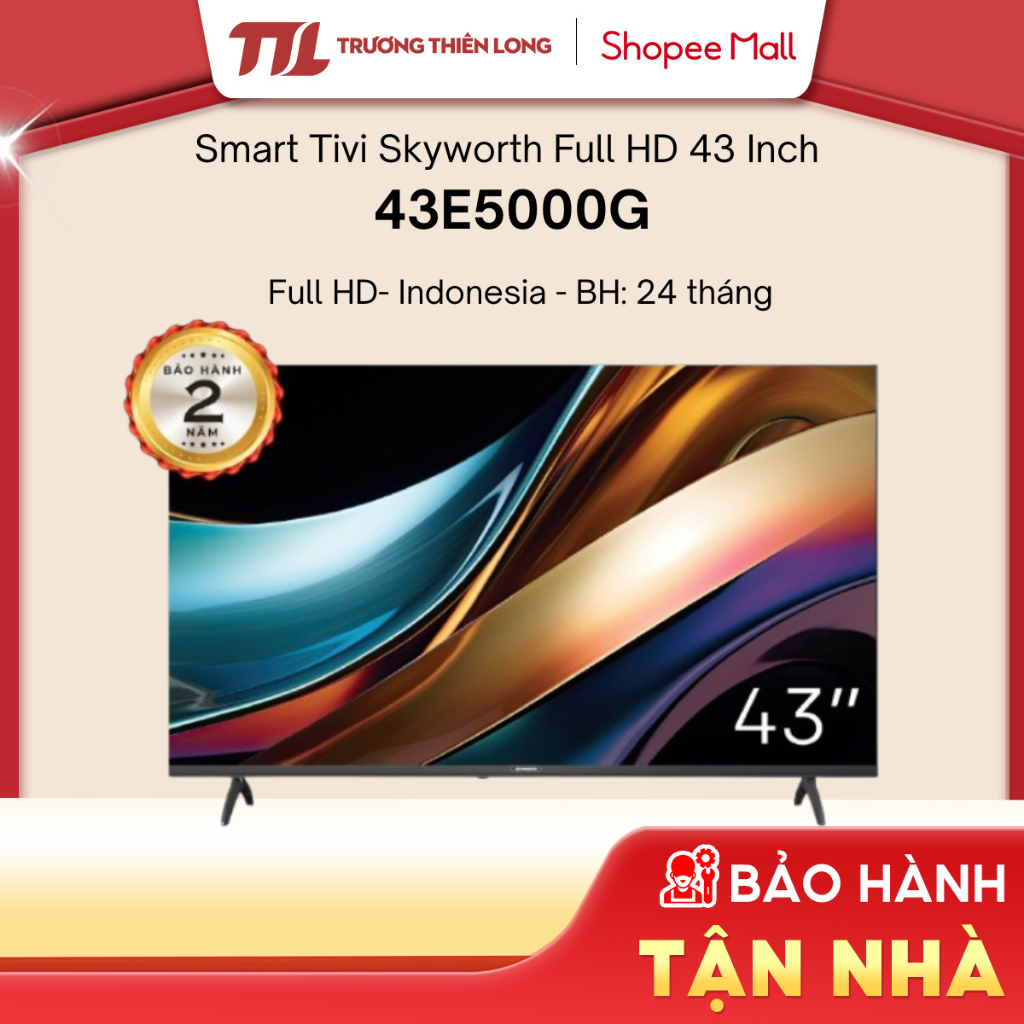 [Shopee - Lắp đặt 0Đ HN HCM] - 43E5000G - Smart Tivi Skyworth Full HD 43 Inch 43E5000G