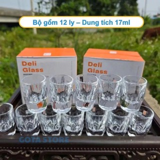Ly Uống Rượu Thủy Tinh Mắt Trâu Cao Cấp 17ml – Bộ 12 Ly Vân Đá Quý Trong Suốt Sang Trọng