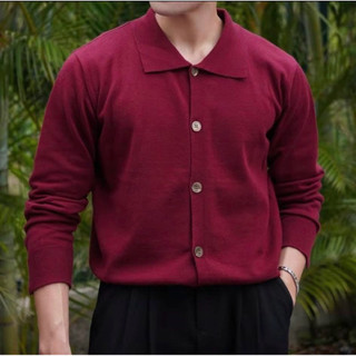  áo khoác cardigan len nam,nữ cổ sỏ mi dệt kim lông thỏ máy dệt kim nhỏ mềm min độ dày vừa phải fom rộng phong cách Hàn 