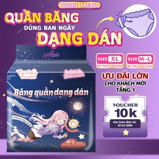  Băng vệ sinh Quần Dạng Dán Tushie Treats- Quần BVS Dán Bên Hông Thay Không Cần Cởi Size M L-XL 2XL tương đương 40-98KG 