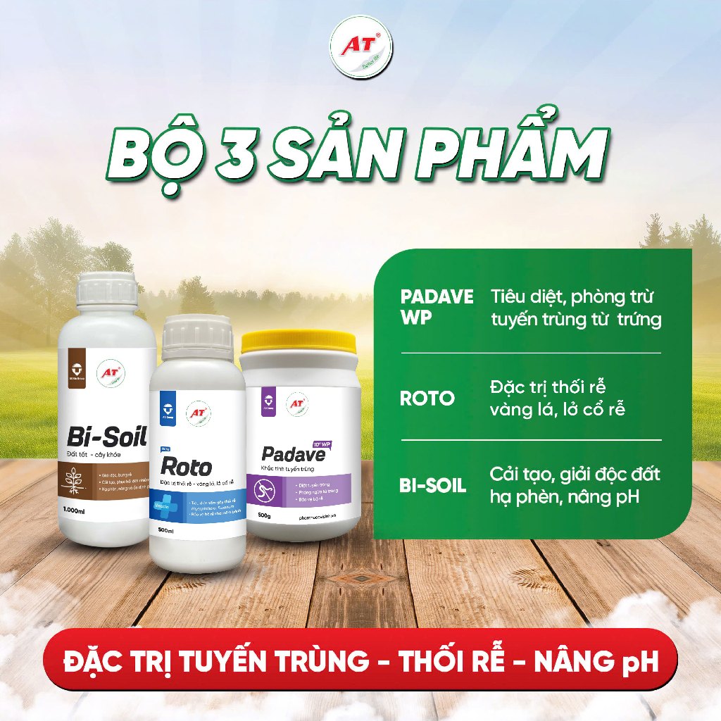 Combo Padave Wp 500g + Roto 500ml + Bi Soil 1 lít - Xử Lí Tuyến Trùng, Thối Rễ, Cải Tạo Lại Đất