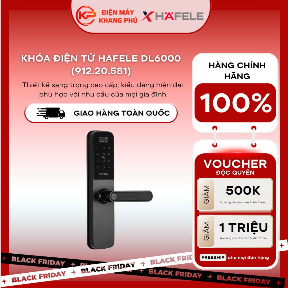 (HỔ TRỢ LẮP ĐẶT TOÀN QUỐC) Khóa điện tử Hafele DL6000 (912.20.581)