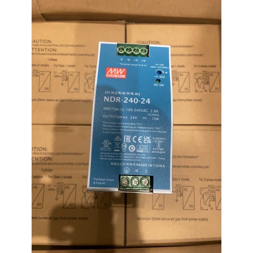 Nguồn Mean well NDR-240-24  24V 10A cài thành DIN