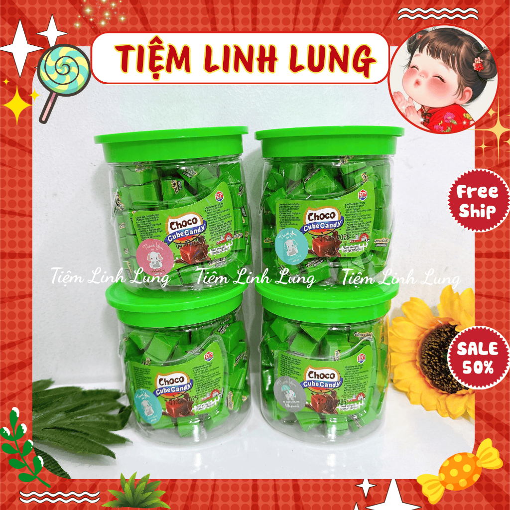 [HỘP 100 VIÊN] Kẹo sữa socola cube Doten, choco cube candy, thơm ngon hấp dẫn