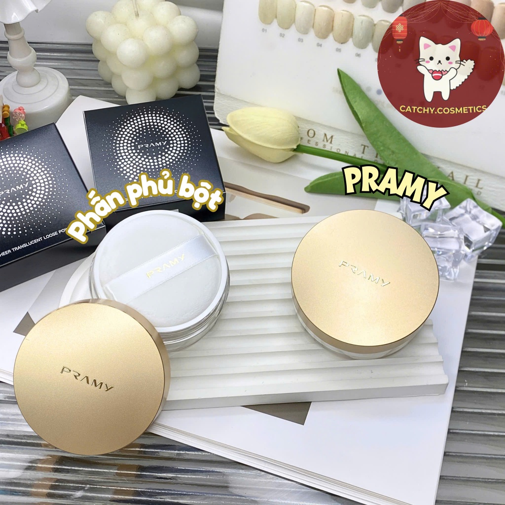 [PRAMY] Phấn Phủ Bột PRAMY Nắp Vàng Travel Size Kiềm Dầu, Sheer Translucent Loose Powder, 8g