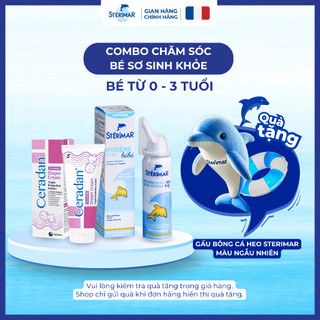 Combo Chăm Sóc Bé Sơ Sinh Xịt Mũi Cá Heo Vàng Sterimar Và Kem Chống Hăm Tã Ceradan (0 - 3 tuổi )
