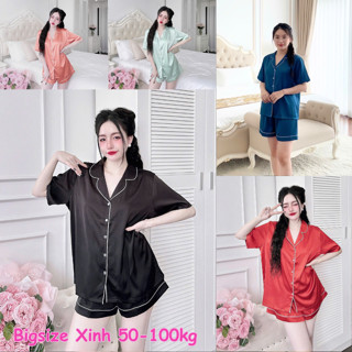  Đồ bộ bigsize đồ ngủ nữ đồ mặc nhà pyjama bigsize xinh đùi trơn quần có túi vải lụa cao cấp. Mizu Bigsize Xinh 