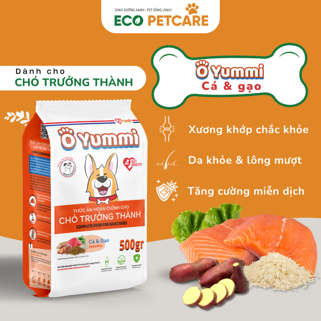 O YUMMI - CÁ VÀ GẠO - THỨC ĂN HOÀN CHỈNH CHO CHÓ TRƯỞNG THÀNH