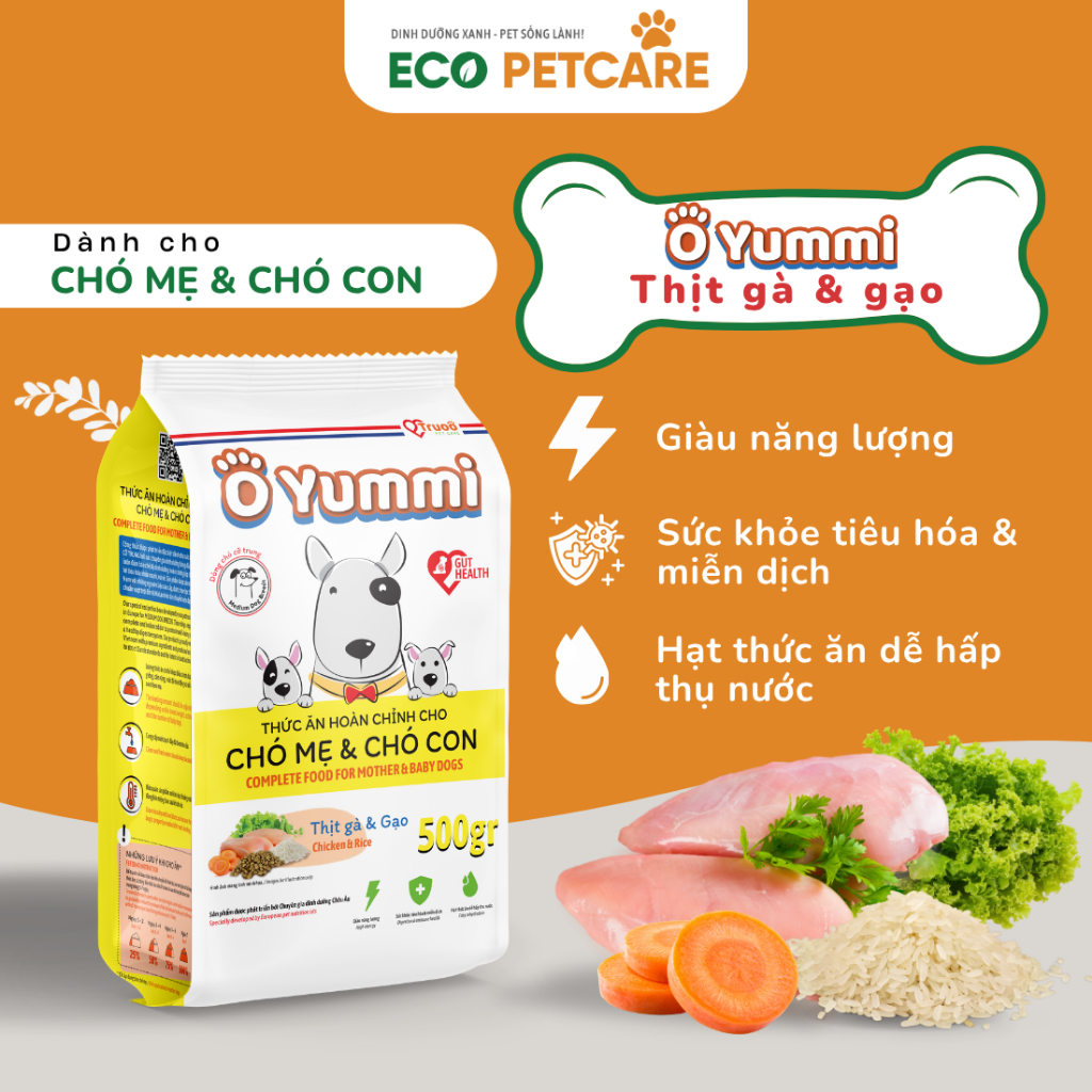 O YUMMI - THỊT GÀ VÀ GẠO - THỨC ĂN HOÀN CHỈNH CHO CHÓ MẸ & CHÓ CON