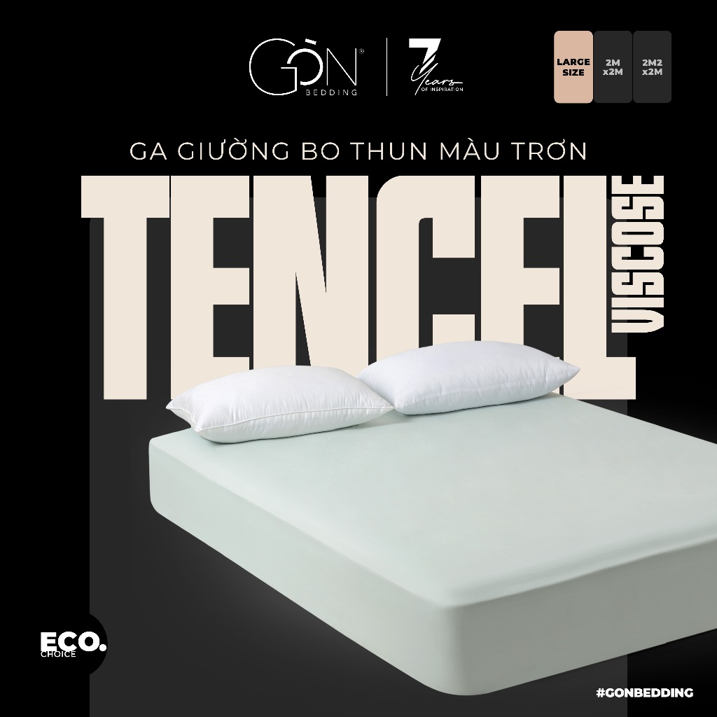 [Large Size] Ga Giường Bo Thun Gòn Bedding Lụa Tencel Viscose Màu Trơn 2mx2m | 2m2x2m