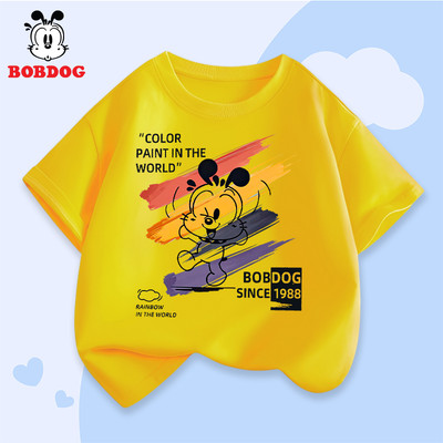 Áo phông cho bé trai BOBDOG áo thun ngắn tay chất liệu cotton mềm mịn thoáng mát cho bé in hình cute