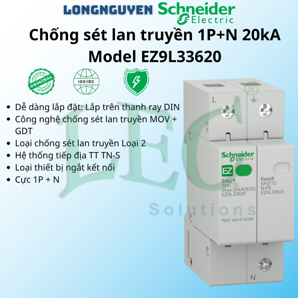 Chống sét lan truyền Schneider EZ9L33620 1P+N 20kA type 2