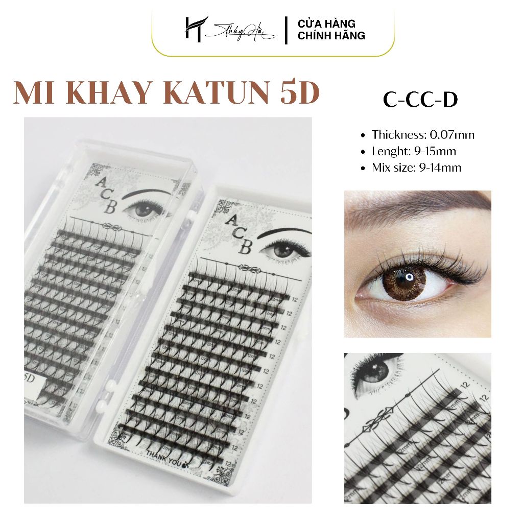 Mi khay Katun 5D dày 0.07 dài 9-15mm mix size - mi mắt ướt, mi anime_ Lông Mi Nhân Tạo - Thúy Hà