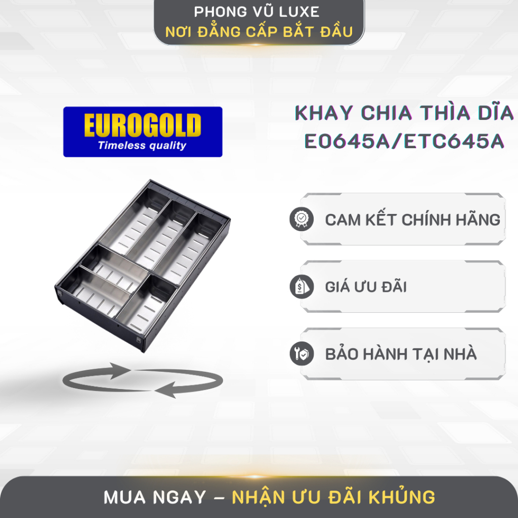 Khay Chia Thìa Dĩa Đũa Eurogold E0645A/ETC645A – Khay Chia Ngăn Kéo Tủ Bếp Cao Cấp