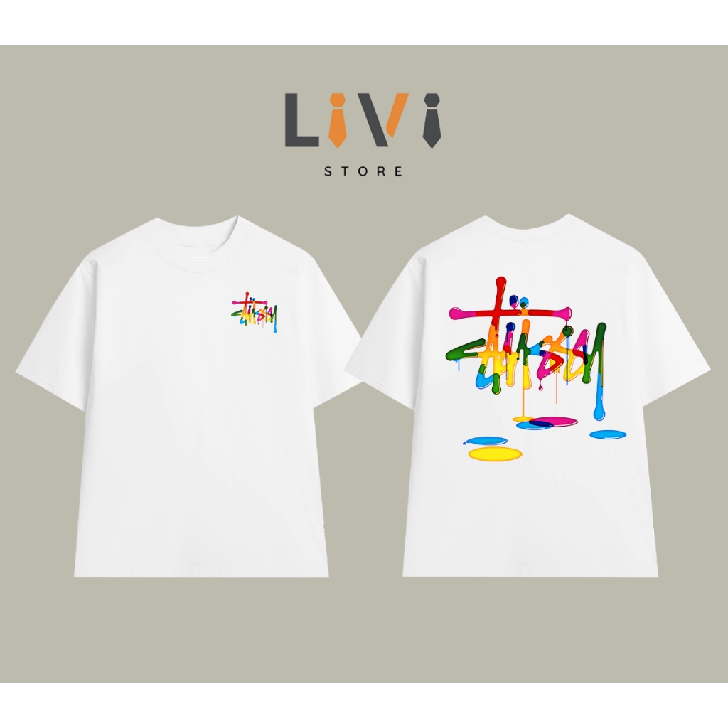 Áo Thun Stu Rainbow Cotton Cao Cấp Form Rộng LIVI038 - LiVi Store