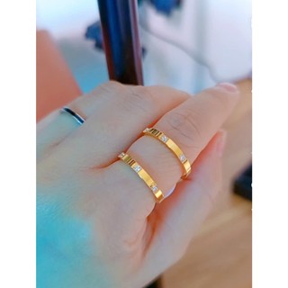 Nhẫn Cặp, Nhẫn Nữ Titan Mạ Vàng Đính 3 Viên Đá – Sang Trọng, Bền Màu, Không Đen [Trang Sức MiJ]