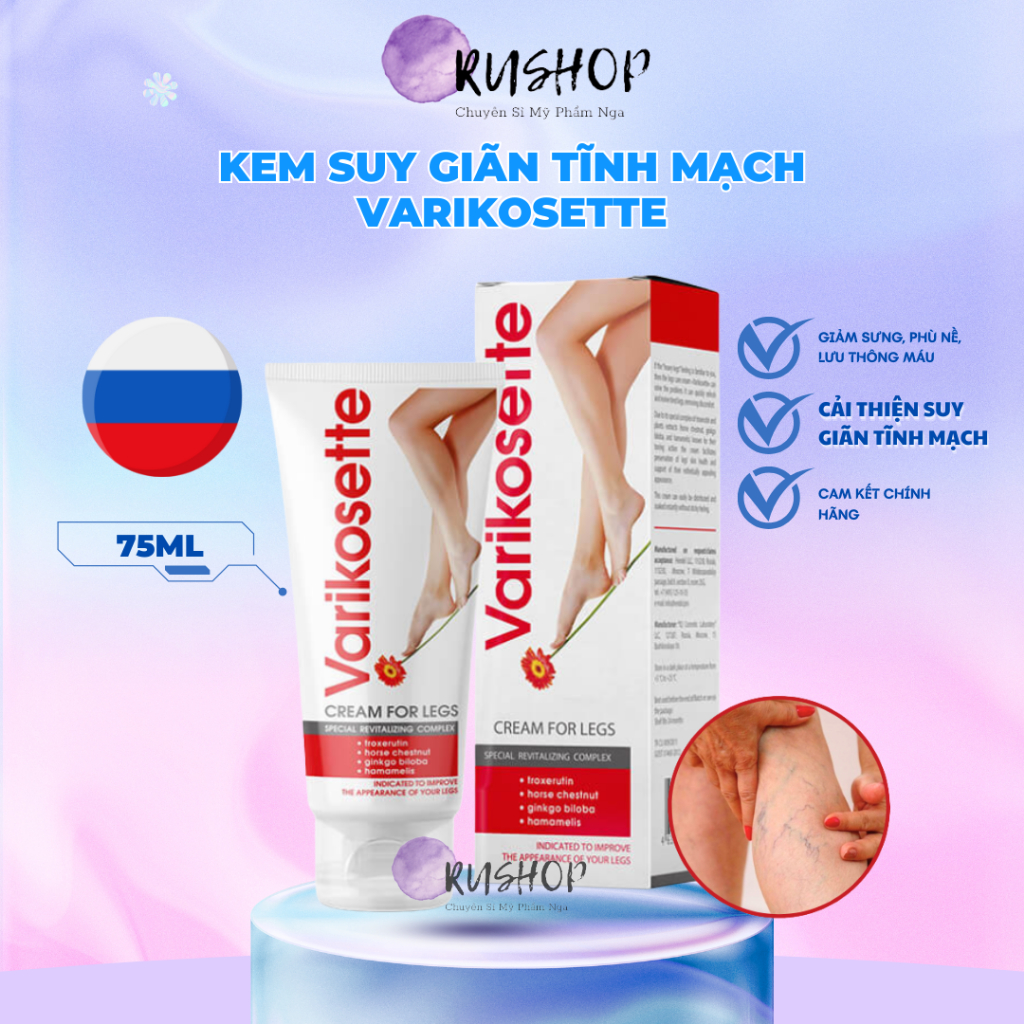 [Có BILL] Kem chống suy giãn tĩnh mạch Nga Varikosette 75ml