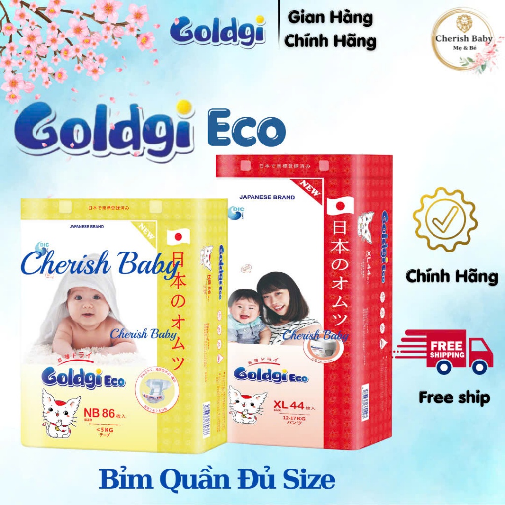 [Bản Mới Nhất] Bỉm Quần Dán Goldgi Eco, Bỉm Nhật, Thấm Hút Tốt