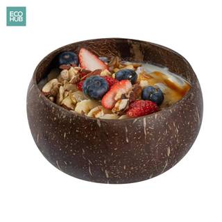 Bát Gáo Dừa và Muỗng ECOHUB Làm Bát Trộn Bột Tắm, Ăn Kem An Toàn Tự Nhiên (holder) - E00140