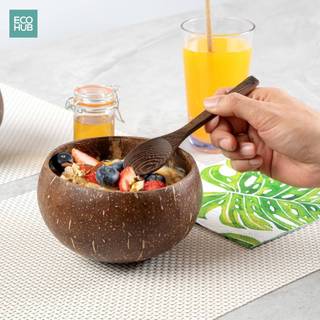 Bát Gáo Dừa và Muỗng ECOHUB Làm Bát Trộn Bột Tắm, Ăn Kem An Toàn Tự Nhiên (holder) - E00140