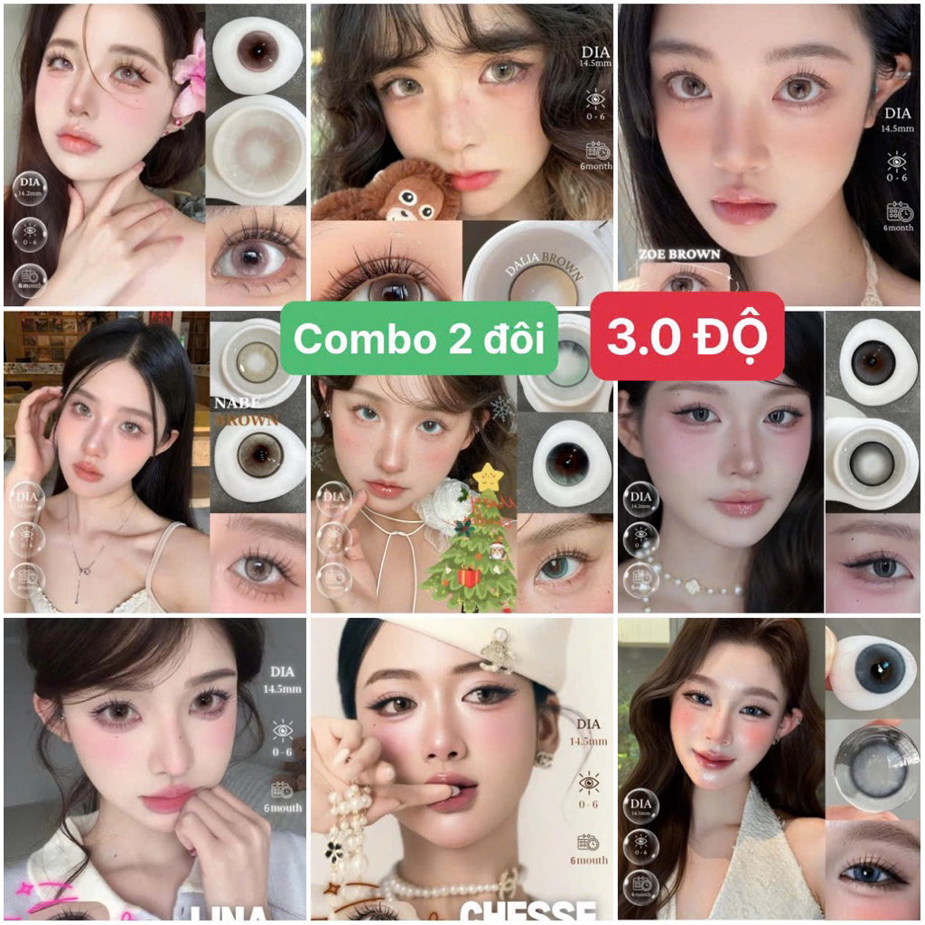 [Pipo Lens] (COMBO 2 ĐÔI) Lens cận, Kính áp tròng cận 3.0 ĐỘ