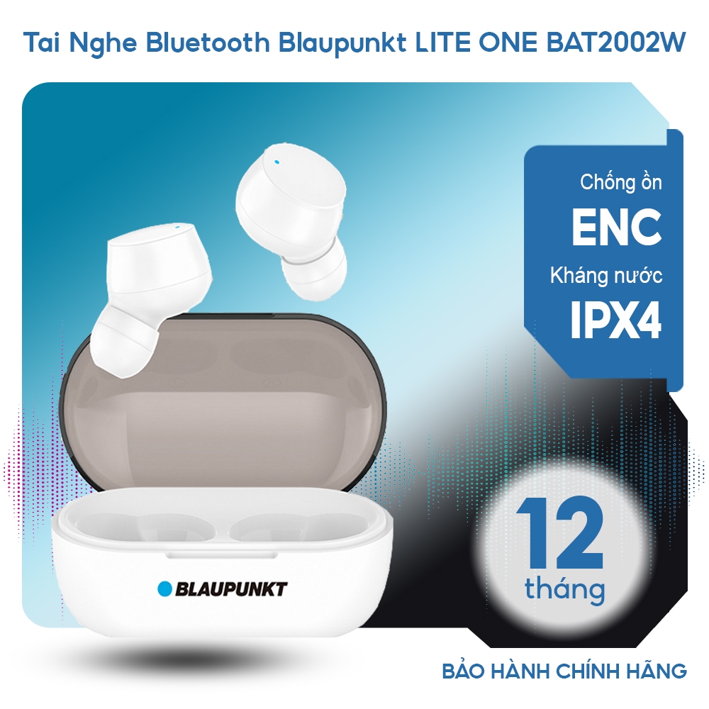 Tai Nghe Không Dây Blaupunkt Chống Ồn Enc Kháng Nước Pin Trâu Bluetooth LITE ONE BAT2002W In Ear Chí