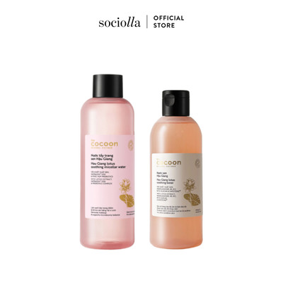 Combo Nước Tẩy Trang Sen Hậu Giang Cocoon Micellar Water 500ml & Nước Hoa Sen Hậu Giang Toner 310ml