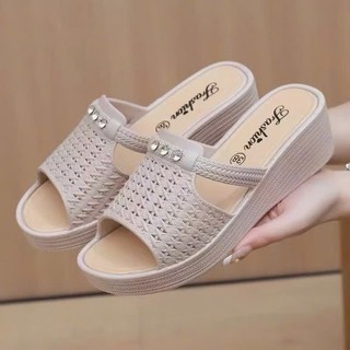   Foom nhỏ - chọn tăng 2 size  Dép đế xuồng quai ngang dép nhựa dẻo nữ cao 5cm 
