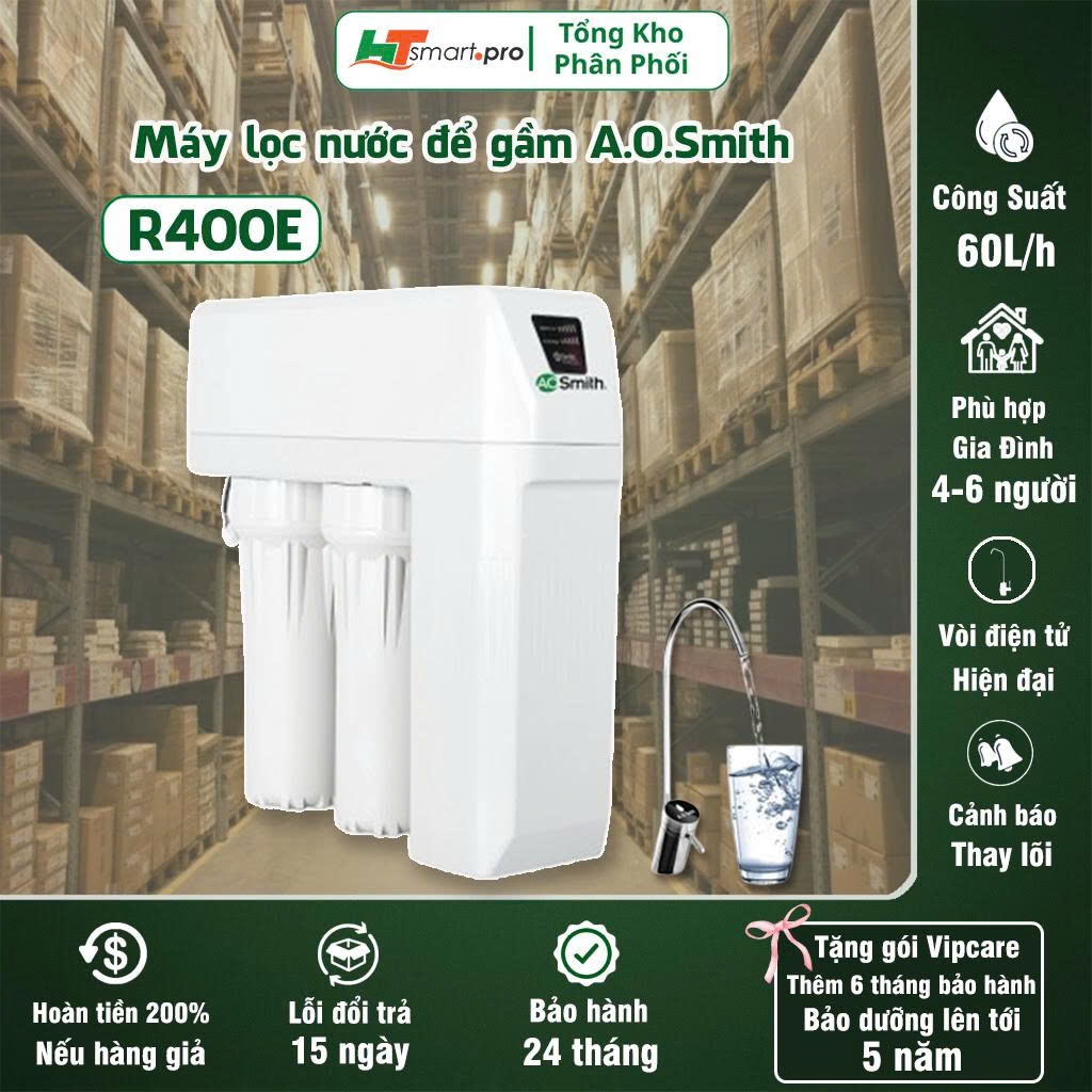 Máy lọc nước AOSmith R400E Máy Lắp Âm Tủ Bếp - Thiết Kế Nhỏ Gọn - Bảo Hành Chính Hãng - HTSMART.PRO