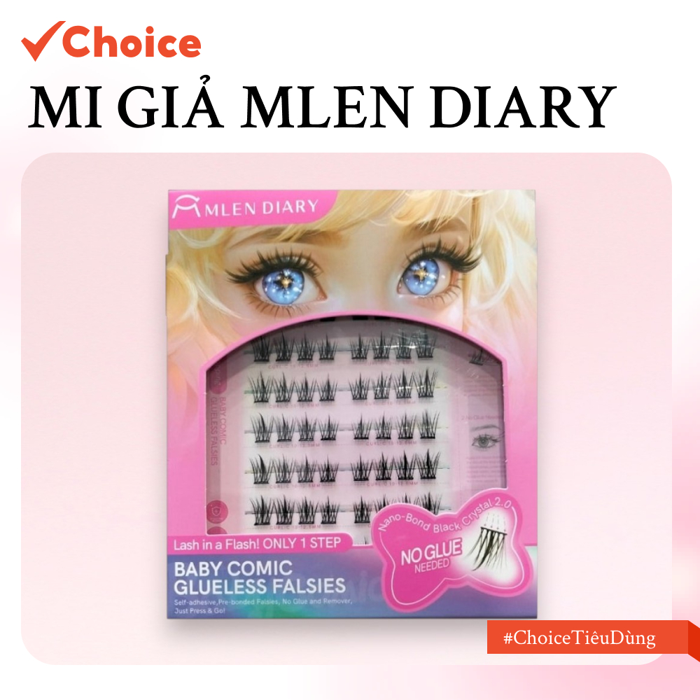 [Choice] MLEN DIARY Mi Giả Không Cần Keo - Mi tự dính Baby Comic, Mềm Mại Tự Nhiên, Có Thể Tái Sử Dụ