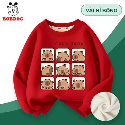 Áo sweater thu đông cho bé trai BOBDOG chất nỉ bông ấm áp in hình Capybara cho bé