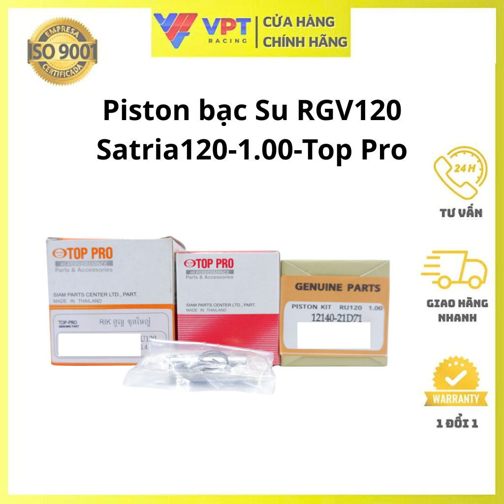 Piston bạc xipo | Piston sét măng sport RGV120, Satria120 Cos 4 chính hãng TOP Pro 12110-21D71