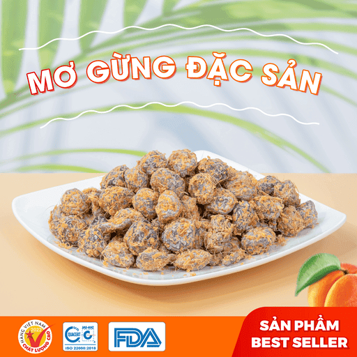 Ô Mai Mơ Gừng Đặc Sản - Ô Mai mơ truyền thống, chua, mặn, ngọt, cay dịu của gừng