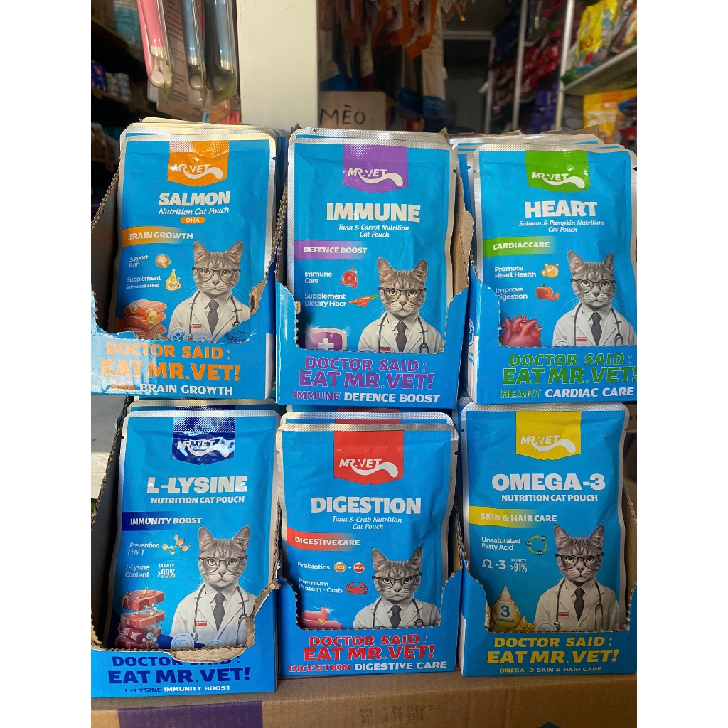 Pate Cho Mèo MR.VET Gói 70g Bổ Sung Omega 3 Vitamin L-Lysine Cho Mèo Từ 2 Tháng Tuổi