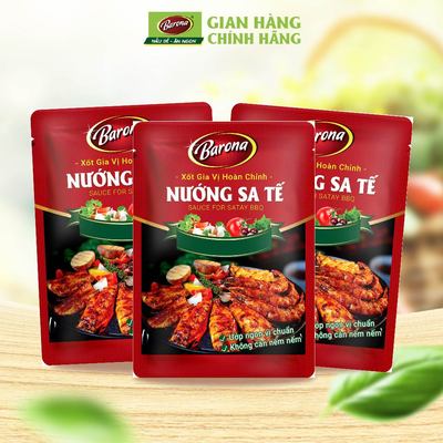 Combo 3 Gói Xốt gia vị Nướng Sa Tế Barona 80g ướp nướng đa năng, ngon chuẩn vị không cần nêm nếm