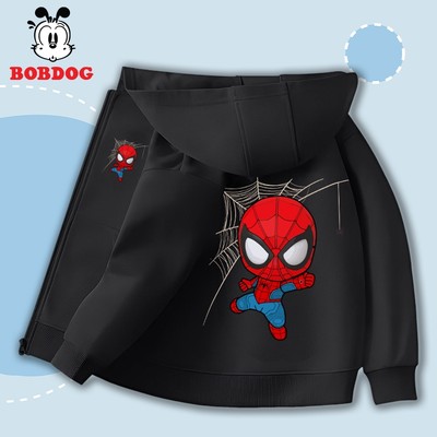 Áo khoác cho bé trai BOBDOG, chất liệu nỉ da cá in hình người nhện, batman cho bé