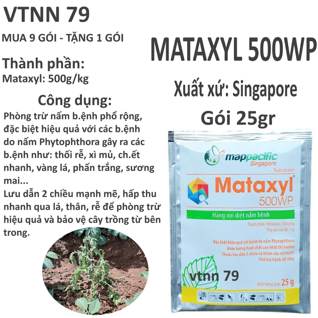 MATAXYL 500WP GÓI 25G. TRỪ NẤM PHYTOPHTHORA