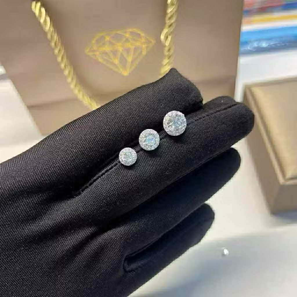 Hoa tai tron đính đá cao cấp chất liệu bạc s925 phong cách nam và nữ