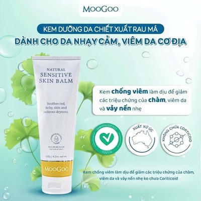 Kem Dưỡng Da Chiết Xuất Rau Má Dành Cho Da Nhạy Cảm, Viêm Da Cơ Địa MooGoo tuýp 120g