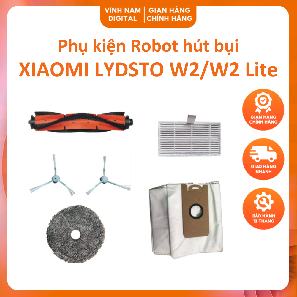 Phụ kiện khăn lau, chổi, màng lọc, đế gắn khăn Robot hút bụi Lydsto W2/ W2 lite/ W3 chính hãng