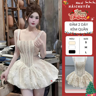   BST Mới  Đầm 2 dây ren form ngắn bí bồng KÈM QUẦN Kho sỉ Hải Chuyền Đ219 