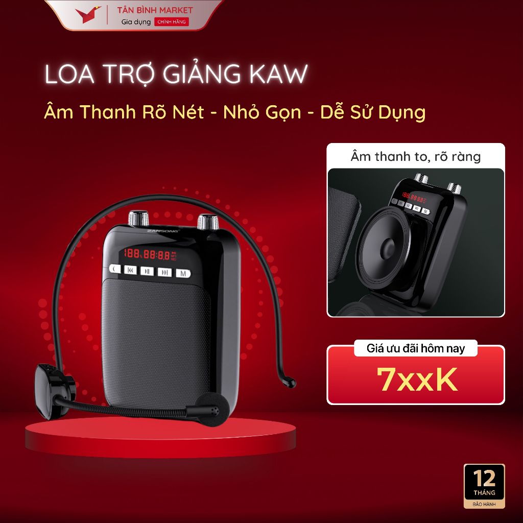 Loa Trợ Giảng Không Dây KAW Zansong M70, Âm Thanh Lớn, Chống Hú, Đa Cổng Kết Nối TF/USB/AUX/FM